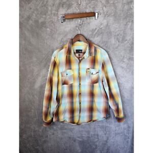 Hurley Men's XL Long-Sleeve Button-Up Shirt Madras Plaid Casual Style